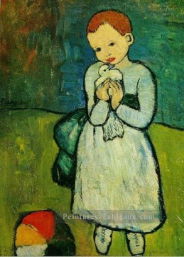 L enfant au pigeon 1901 cubiste Pablo Picasso Peinture à l'huile